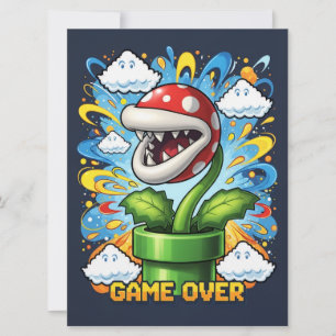 Cartes Pour Fêtes Annuelles Jeu Rétro Game Over Piranha Noël Vacances pour Jou