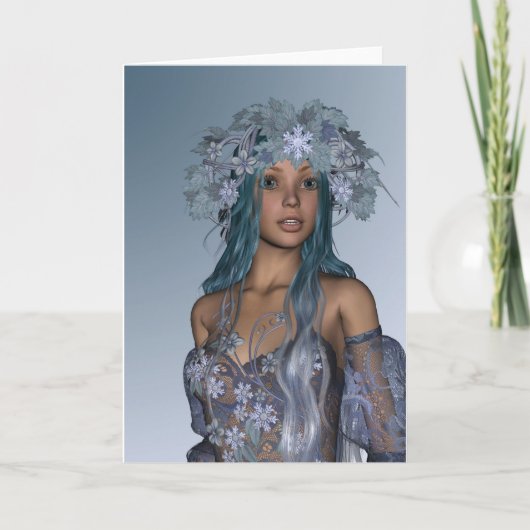 Cartes Pour Fêtes Annuelles Jeune fille de neige (Devant)