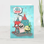 Cartes Pour Fêtes Annuelles Jeune Godson Monsters Anniversaire Style de dessin (Devant)