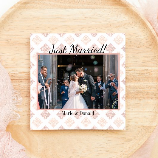Cartes Pour Fêtes Annuelles Jeunes Mariés Peach Blush Damask