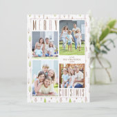 Cartes Pour Fêtes Annuelles JEUNES NOËL Modernes Photo Collage Arbres Rose (Debout devant)