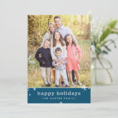 Cartes Pour Fêtes Annuelles JEUX VACANCES Noël mignon festif scintillant bleu (Debout devant)