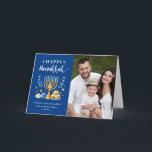 Cartes Pour Fêtes Annuelles Jewish Festive Holidays Happy Hanukkah Photo<br><div class="desc">Send your Wishes with this Photo Holiday Card that feature a Hanukkah Script and Watercolor Jewish Holiday Symbols to highlight your greeting message.</div>