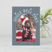 Cartes Pour Fêtes Annuelles Jingle Bell Patrouilles Chien Photo Ardoise Bleu N (Debout devant)