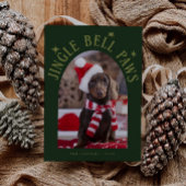 Cartes Pour Fêtes Annuelles Jingle Bell Paws Chien photo vert Noël