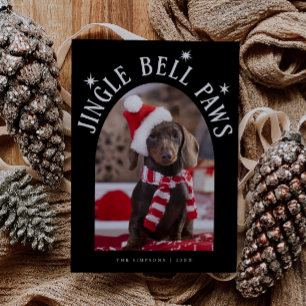 Cartes Pour Fêtes Annuelles Jingle Bell Paws Photo Chien Noir Noël