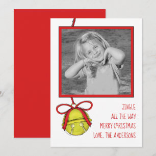 Cartes Pour Fêtes Annuelles Jingle Bells Jote Fun Whimsical 1 Photo Simple
