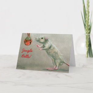 Cartes Pour Fêtes Annuelles Jingle Bells Rat with bell Christmas Card