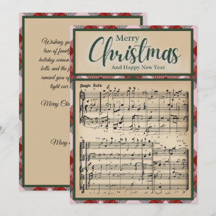 Cartes Pour Fêtes Annuelles Jingle Bells Vintage Red Buffalo Plaid Noël