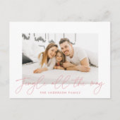 Cartes Pour Fêtes Annuelles Jingle Moderne Tout Le Chemin Pink Script Photo (Devant)