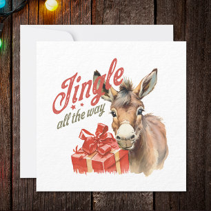Cartes Pour Fêtes Annuelles Jingle Tout le long de la ferme de Noël âne