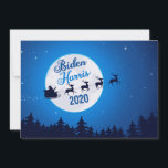 Cartes Pour Fêtes Annuelles Joe Biden Kamala Harris 2020 Noël<br><div class="desc">Cette belle carte de Noël politique est la parfaite salutation démocrate pour leurs amis et leur famille célébrant la victoire de Biden Harris. Faites le tour de la vague bleue de l'élection de 2020 avec ce Père Noël cool et ses rennes volant à travers le ciel nocturne.</div>
