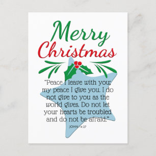 Cartes Pour Fêtes Annuelles John 14:27 Joyeux Noël Pastel Blue Star
