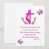 Cartes Pour Fêtes Annuelles John 3:16 (Devant / Derrière)