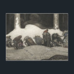 Cartes Pour Fêtes Annuelles John Bauer - Dans la nuit de Noël<br><div class="desc">Dans la nuit de Noël par John Bauer,  1913. Encre et aquarelle</div>