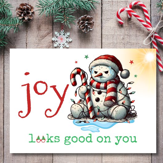Cartes Pour Fêtes Annuelles Joie a l'air bon sur vous Grumpy Snowman Noël