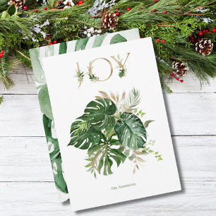 Cartes Pour Fêtes Annuelles Joie À Noël Tropical Green Palm Feuille