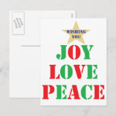 Cartes Pour Fêtes Annuelles Joie, Amour, Paix (Devant / Derrière)