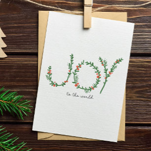 Cartes Pour Fêtes Annuelles Joie au monde de Noël Green Wreath & Berries