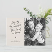 Cartes Pour Fêtes Annuelles Joie au monde écriture manuscrite Noël religieux (Debout devant)