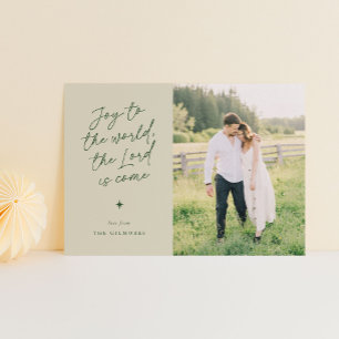 Cartes Pour Fêtes Annuelles Joie au monde écriture manuscrite Noël religieux