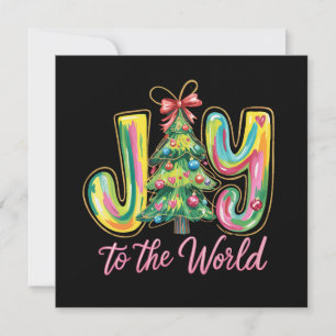 Cartes Pour Fêtes Annuelles Joie au monde néon Noël arbre pinceau 