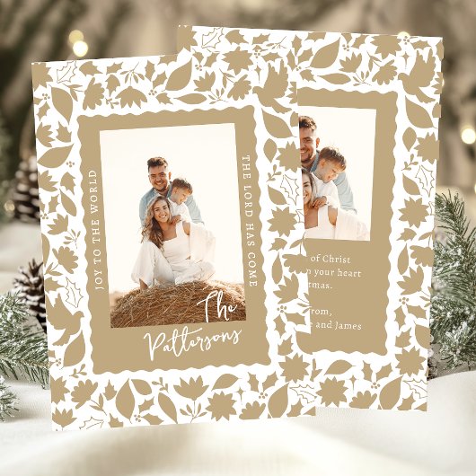 Cartes Pour Fêtes Annuelles Joie Au Monde Photo De Noël Religieux Floral