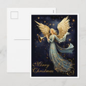 Cartes Pour Fêtes Annuelles Joie céleste à Noël en Ange Bleu (Devant / Derrière)