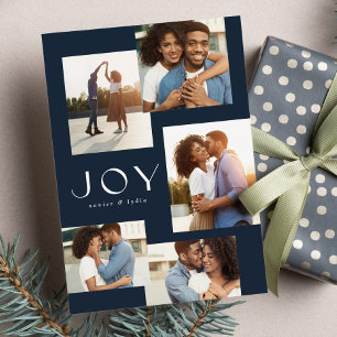 Cartes Pour Fêtes Annuelles Joie cinq collage photo moderne Noël marine
