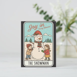 Cartes Pour Fêtes Annuelles Joie dans chaque instant Bonhomme de neige et enfa