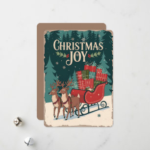 Cartes Pour Fêtes Annuelles Joie de Noël avec rennes et traîneau