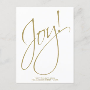 Cartes Pour Fêtes Annuelles Joie de Noël minimaliste Gold & White Typographie