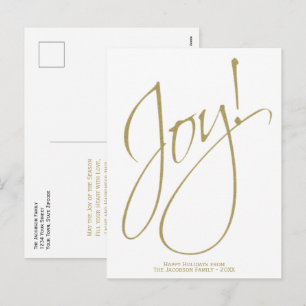 Cartes Pour Fêtes Annuelles Joie de Noël minimaliste or et typographie blanche