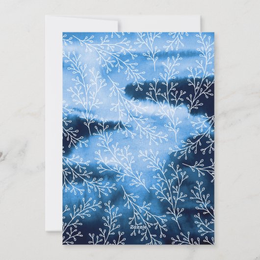 Cartes Pour Fêtes Annuelles Joie de Noël moderne à l'aquarelle bleue (Dos)