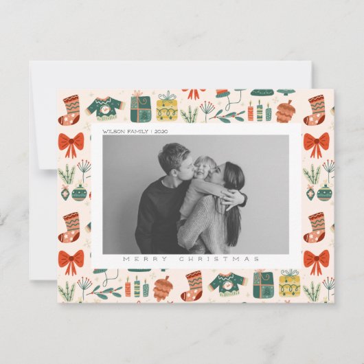 Cartes Pour Fêtes Annuelles Joie de Noël Photo de famille de Noël (Devant)