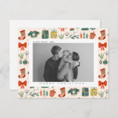 Cartes Pour Fêtes Annuelles Joie de Noël Photo de famille de Noël (Devant / Derrière)