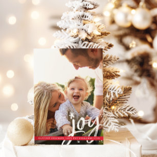 Cartes Pour Fêtes Annuelles JOIE DE NOËL superposée moderne photo script rouge