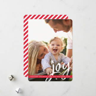 Cartes Pour Fêtes Annuelles JOIE DE NOËL superposée moderne photo script rouge