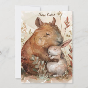 Cartes Pour Fêtes Annuelles Joie de Pâques : Édition Capybara et Lapin