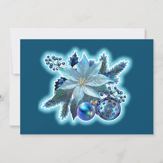 Cartes Pour Fêtes Annuelles Joie de Poinsettia Bleue (Devant)