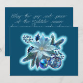 Cartes Pour Fêtes Annuelles Joie de Poinsettia Bleue (Devant / Derrière)
