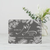 Cartes Pour Fêtes Annuelles Joie de vacances moderne Branches botaniques d'hiv (Debout devant)