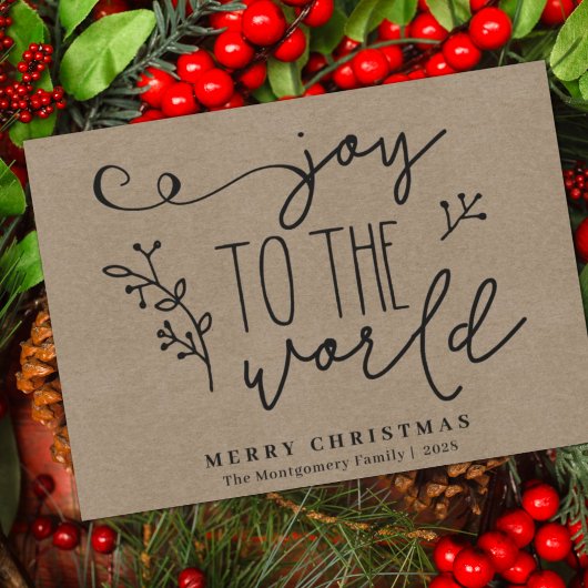 Cartes Pour Fêtes Annuelles Joie de vivre Kraft Campagne Joyeux Noël Manuscrit