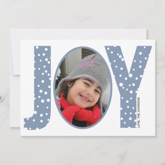 Cartes Pour Fêtes Annuelles Joie et neige bleu poussiéreux Noël minimal (Devant)