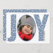 Cartes Pour Fêtes Annuelles Joie et neige bleu poussiéreux Noël minimal (Devant / Derrière)