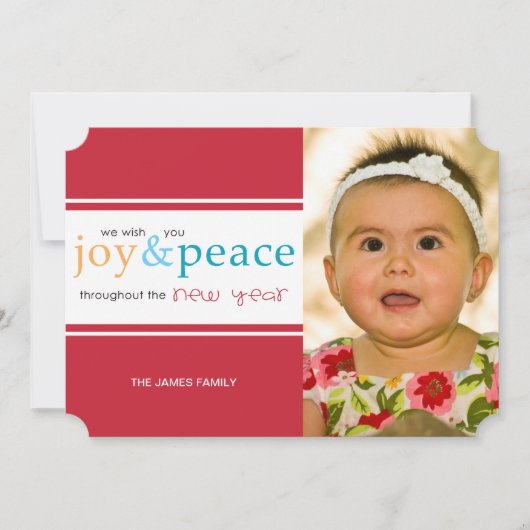 Cartes Pour Fêtes Annuelles joie et paix (Devant)