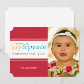 Cartes Pour Fêtes Annuelles joie et paix (Devant / Derrière)
