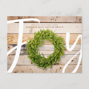 Cartes Pour Fêtes Annuelles Joie et pin Wood Salutations de vacances