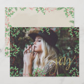 Cartes Pour Fêtes Annuelles Joie Faux Script Doré (Devant / Derrière)