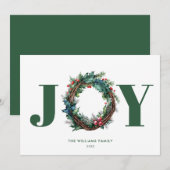 Cartes Pour Fêtes Annuelles Joie Fleur de couronne de Noël (Devant / Derrière)